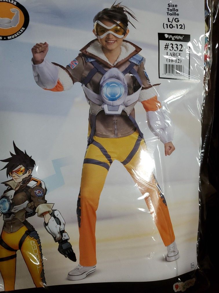 Overwatch Tracer Costume Kids Size 10-12 L Muscles