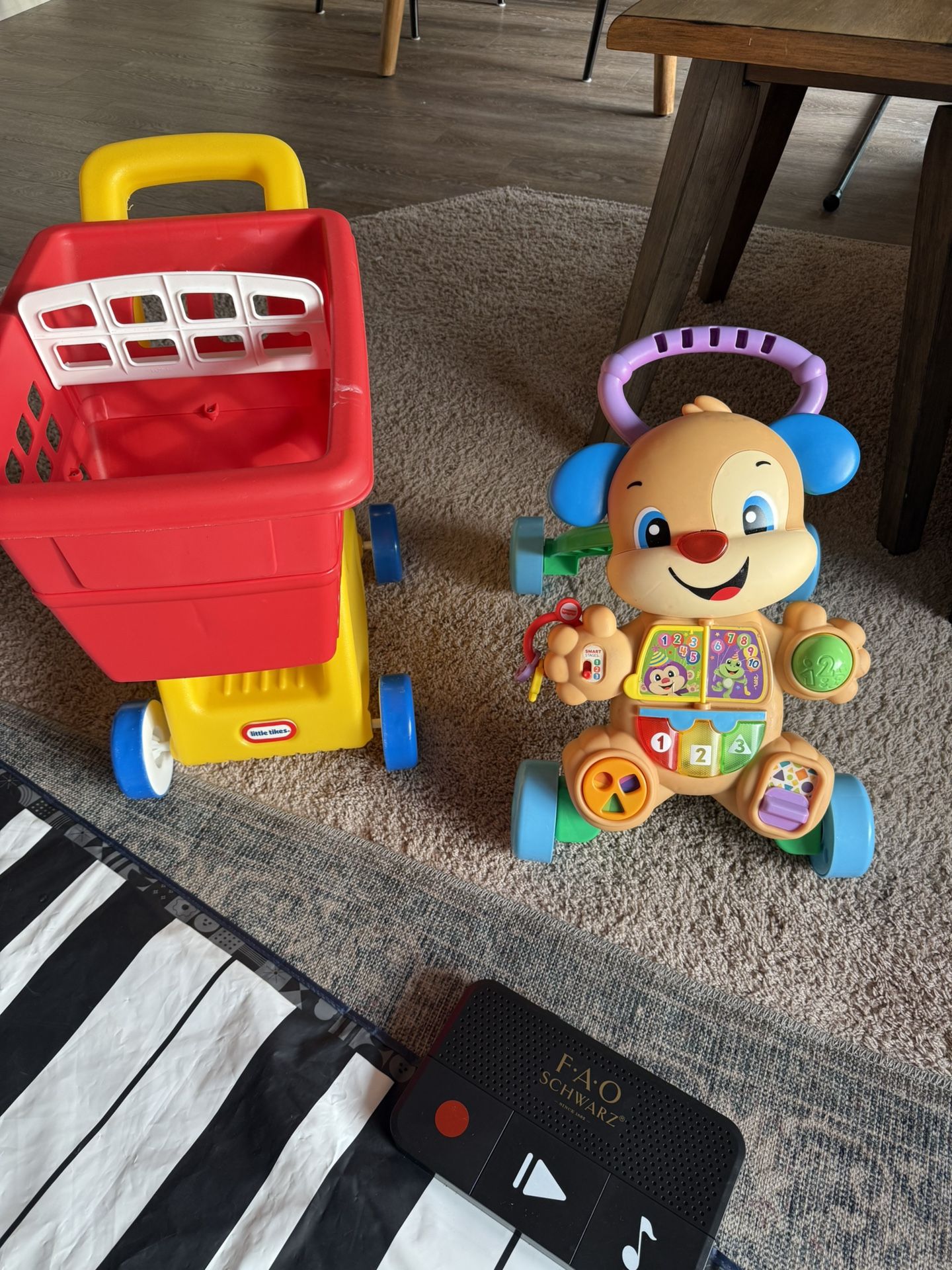 Toy Shopping Cart, Push Walker And Piano