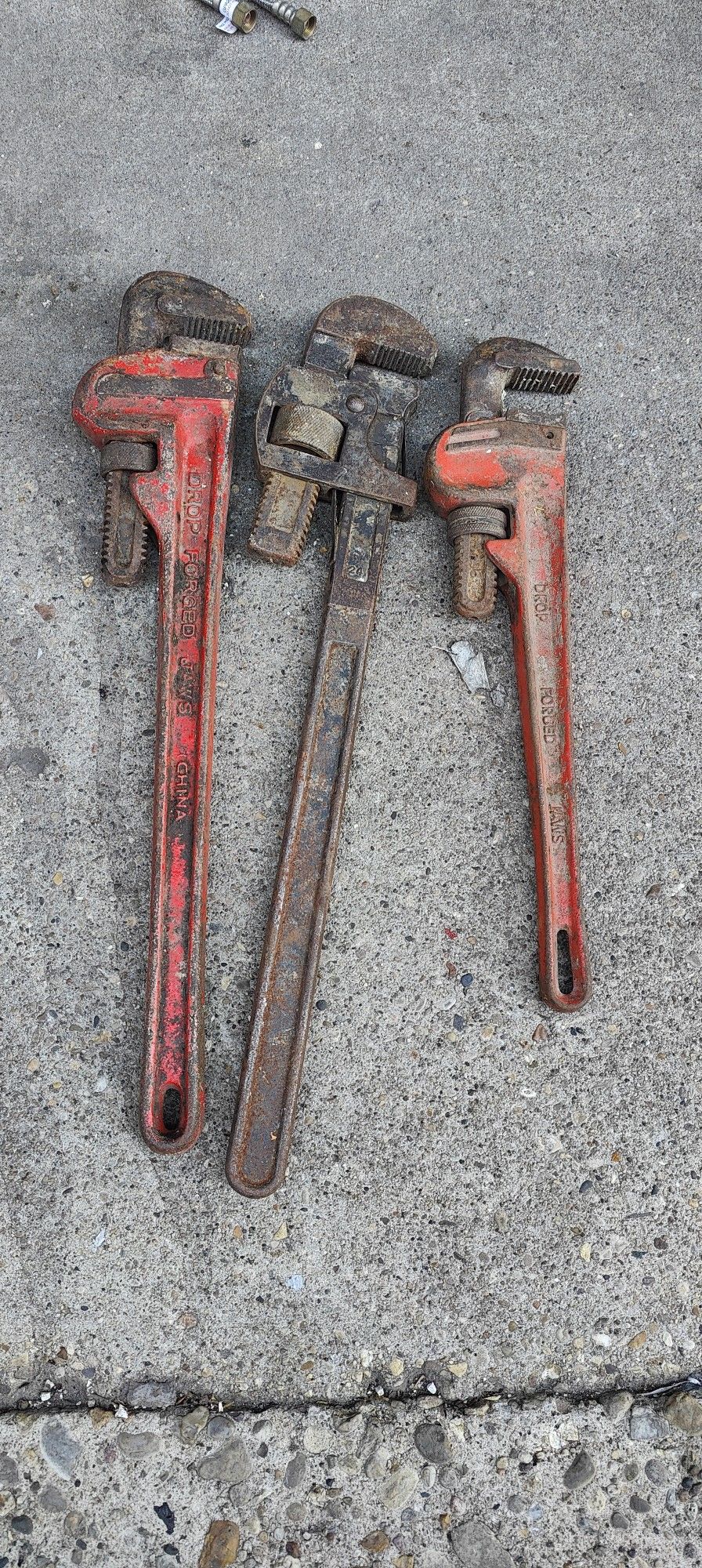 Pipe wrenches 2 x 24" and 1 18"