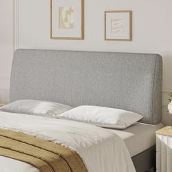 Gray Queen Ergonomic Upholstered Foam Headboard Adjustable Headboard