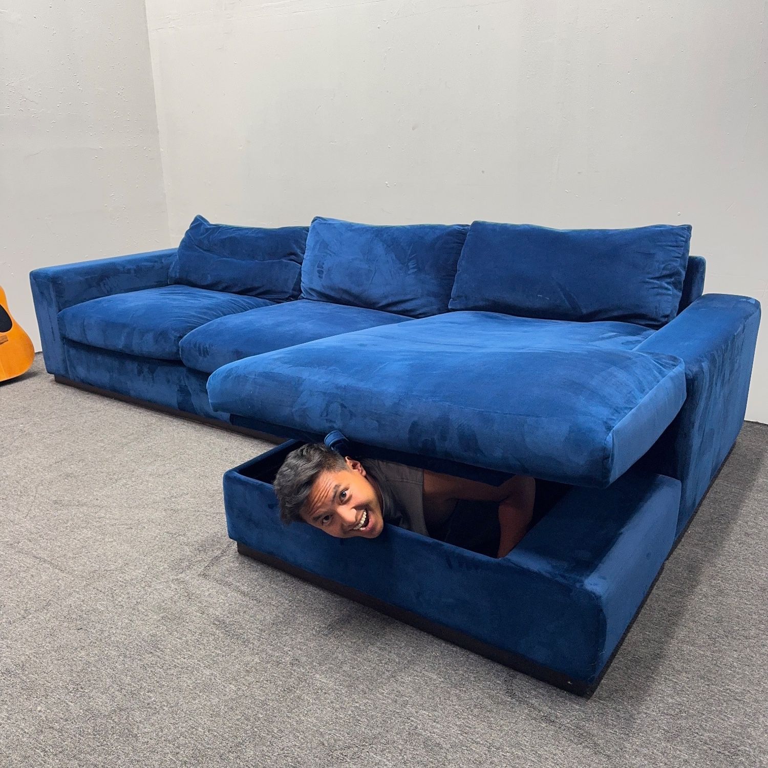 Royale Blue Sectional Couch by Joybird - 2.4k OFF - Chaise storage - Can Deliver
