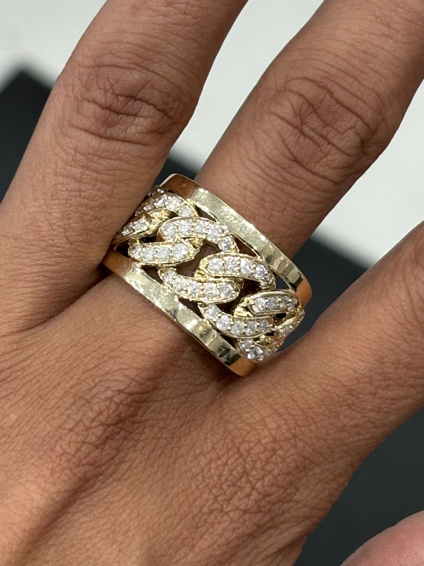 14kt Diamond Cuban Ring