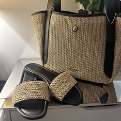 Coach Hadley Turnlock Tote Bag & Sandal Set