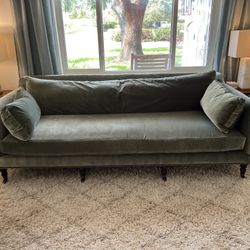 One Kings Lane Green Velvet Sofa