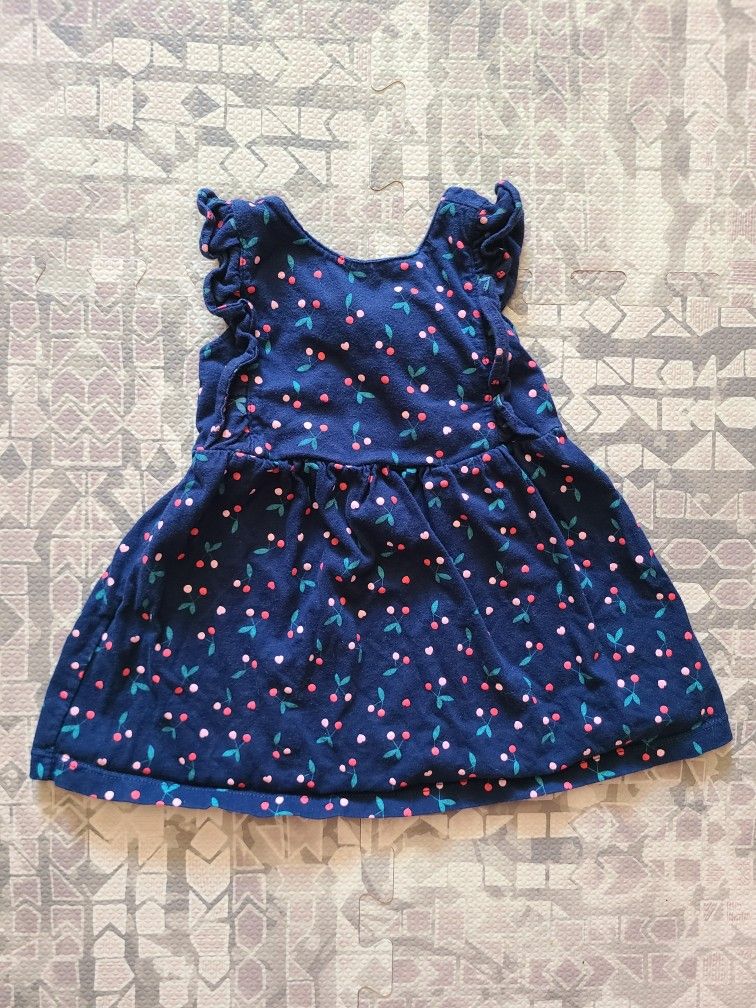 12M Toddler Girl Navy Blue Cherry Print Dress