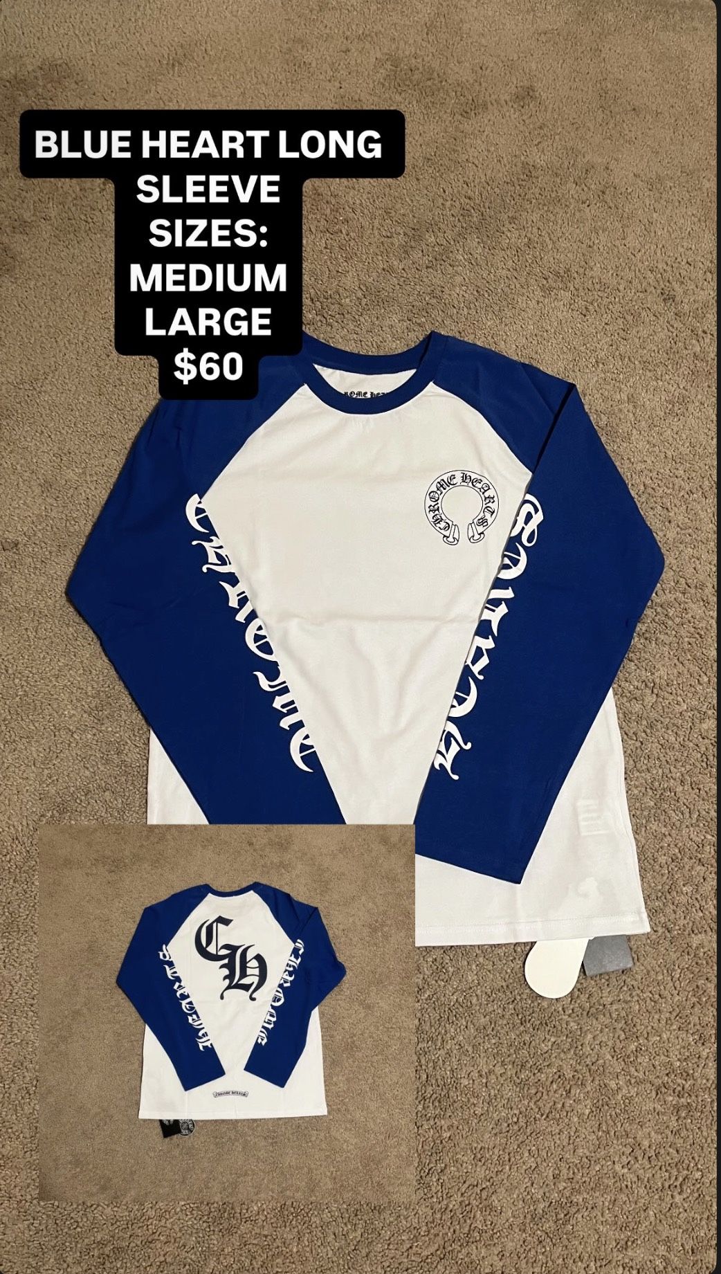 Blue Chrome Heart Long Sleeve