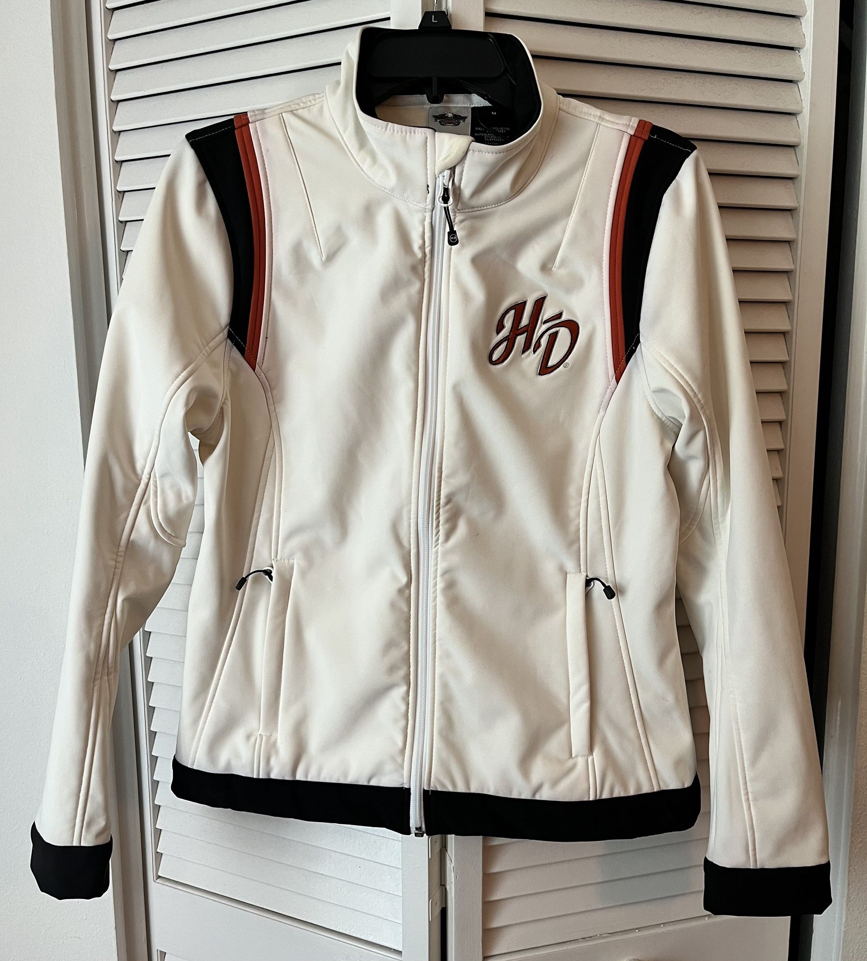 Harley Davidson Women's Jacket Lined Wind Breaker Soft Shell Size Med White