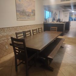 Dining Table Six Chairs One Bench