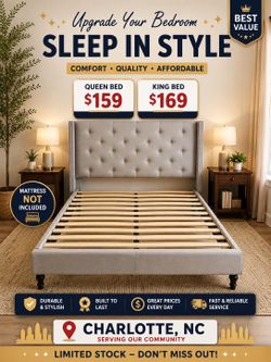 New in box king / Queen bed frame mattress not included