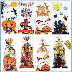 100 Pack Cellophane Bags Halloween Treat Bags (4.8x10.6inch) （New)