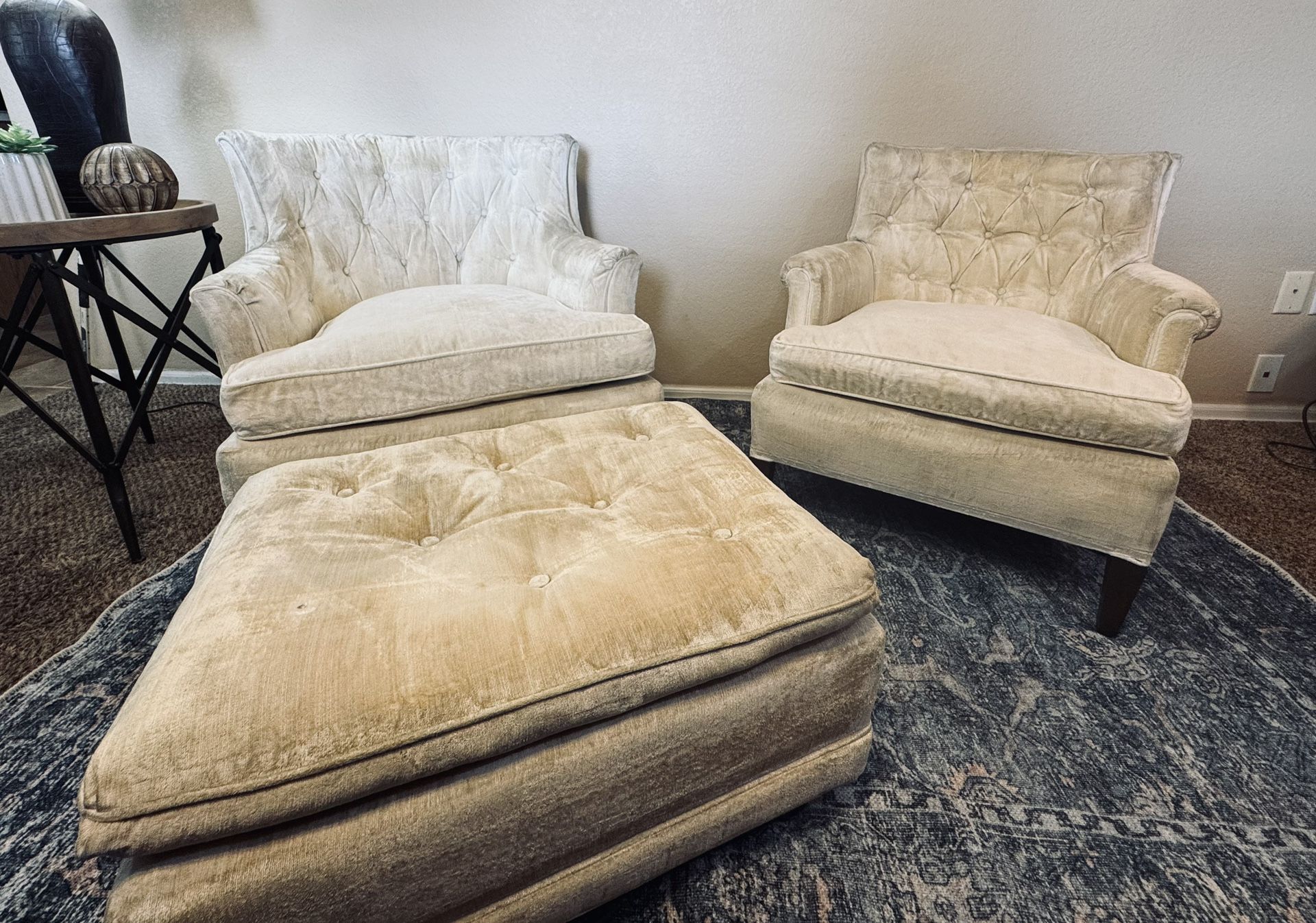 Pair Of Vintage Heritage Club Chairs With Ottoman