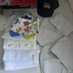 Baby Boy Blanket Swaddle Bib Bundle 