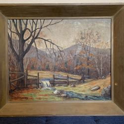 Incredible c1940 Landscape Oil Painting by George Hardy "Happy Hollow Farm"