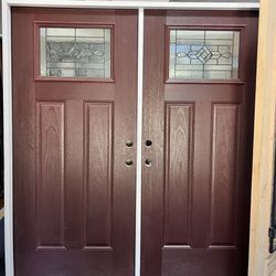 6-Lite Low-E Mahogany Prehung Wood Double Door Unit - Door Clearance Center