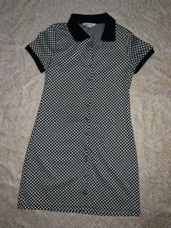 Black and White checkered mini dress with collar