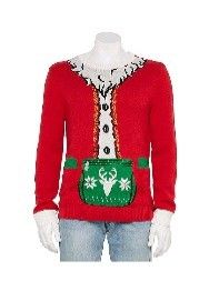 New Men's Ugly Christmas Holiday Sweater - Santa Suit, Size L