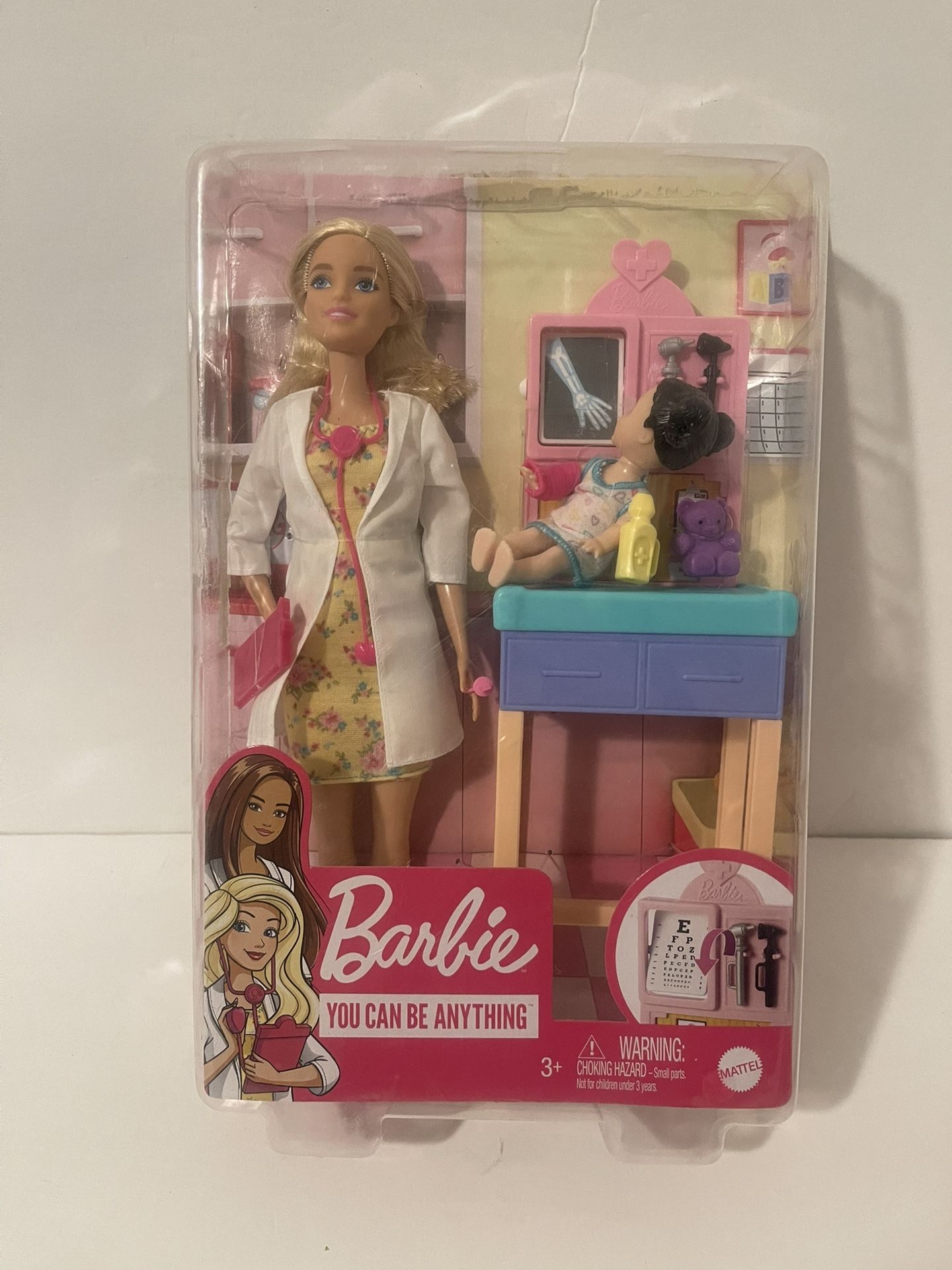 Mattel, Barbie “You Can Be Anything” Pediatrician Doctor 12" Doll Playset Package Is Slightly Opened But Brand New