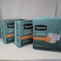 Depend Adult Underwear Size S-M  With Tabs 60 Count