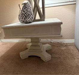 Vintage Solid Wood Pedestal White Boho Side End Table