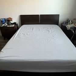 Scandinavian Design Queen Bed Frame + Brentwood Mattress – Like New