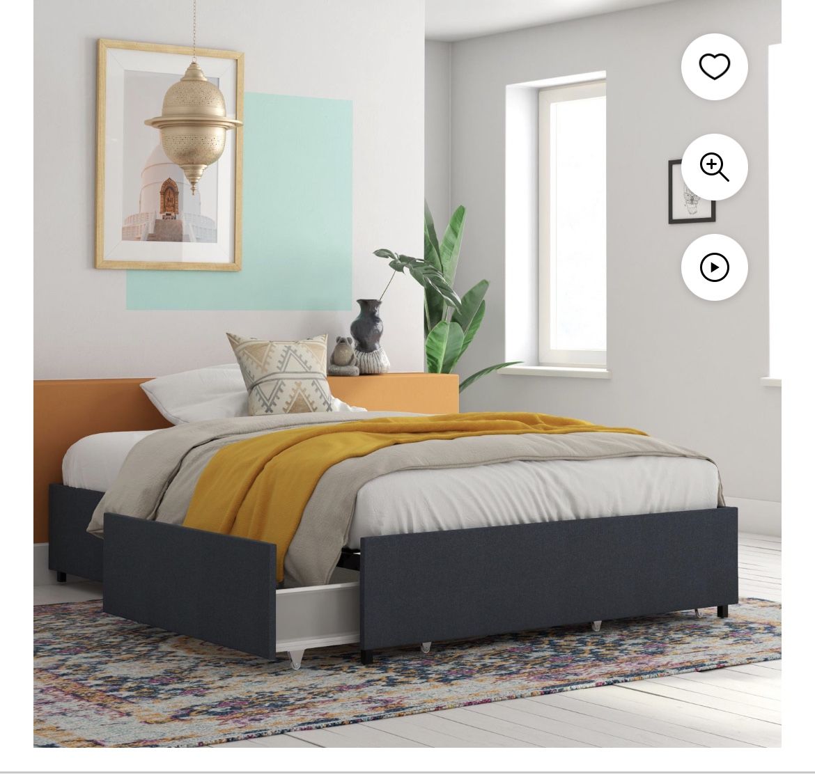 Platform Bed with Storage Drawers Queen . Blue 