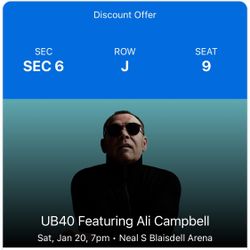 2 Tickets To UB40 & Ekolu