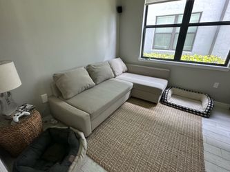 IKEA FRIHETEN Sleeper sectional,3 seat w/storage, Faringe light gray