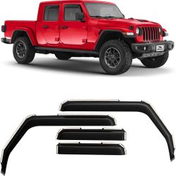 Voron Glass in-Channel Extra Durable Rain Guards for Jeep Gladiator 2020-2025, Window Deflectors, Vent Window Visors, 4 Pieces - 200292