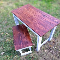 Distressed Childs Wooden Custom Built Table And Bench