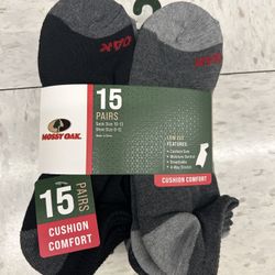 NWT Mossy Oak cushioned Men's Low Cut Socks - 15 Pairs