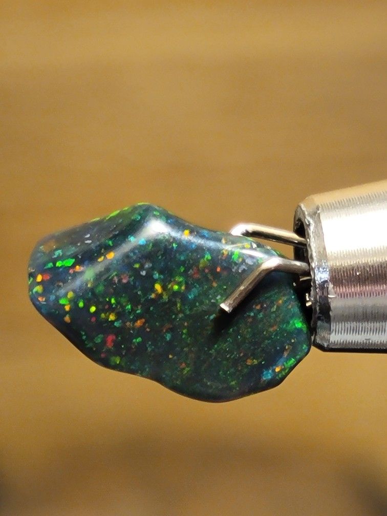 1.89ctw Black Ethiopian Fire Opal Rough Polished Crystal Untreated Stone 7mm