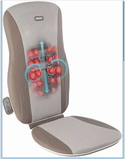 ObusForme Deep Kneading Shiatsu Back Massager with Heat | 3 Massage Zones - Upper, Lower or Full Back | Massage Cushion for Use with Chair