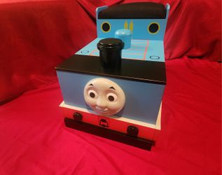 SUPER - RARE - RETIRED THOMAS THE TRAIN storage Bin & wooden Railway Tidmouth Deluxe Set