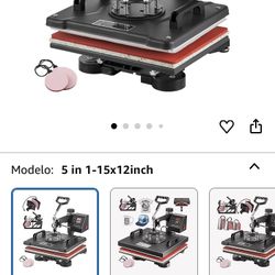 5 in 1 Digital Sublimation Heat Press Machine 12 x 15 Inch
