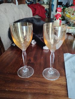 Pier 1 P1C1 amber water goblet set of 2