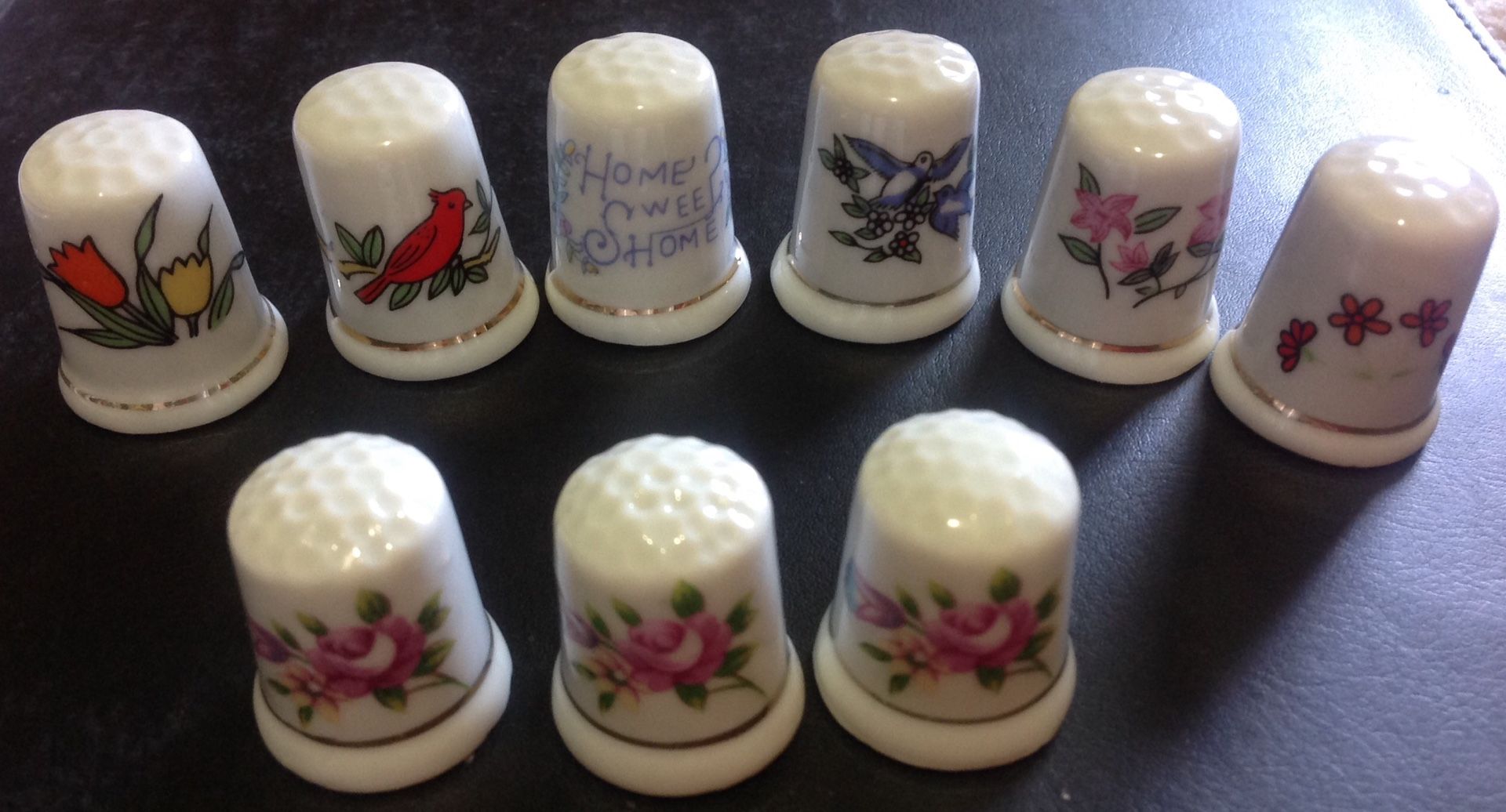 Vintage Sewing Thimble Porcelain lot of 9.
