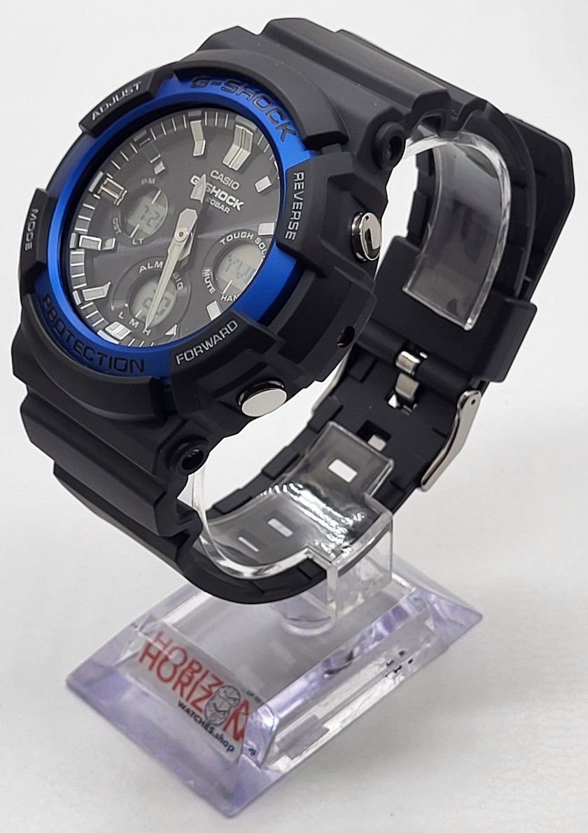Casio G-Shock Men's Tough Solar Blue Accent Black Resin 52mm Watch GAS100B-1A2