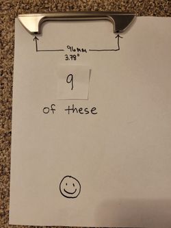 9 Brushed Nickel cabinet/drawer pulls