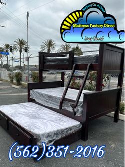 Twin full Cherry bunk bed with mattresses colchones camas nuevas