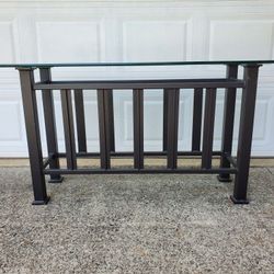 Mission Style Console / Sofa Table Iron and Glass 