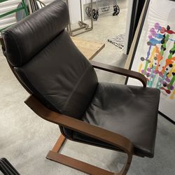 Two Wood/Leather Chairs