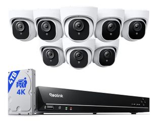 REOLINK 16CH 4K Security Dome Camera System with 4TB HDD 8pcs 8MP PoE Camera, Smart Person Detection