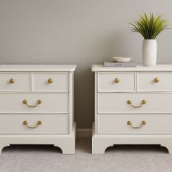 2 Modern White Nightstands