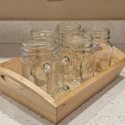 5. MASON. JAR. DRINKING. GLASSES. &  TRAY