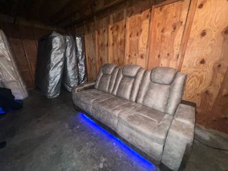 Elements International Lantana Rocky Gray Power Motion Sofa