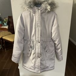 Hollister elegant women’s winter hoodie long gray jacket size small never used