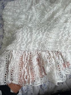 Mable White lace strapless skirt with ruffled hem, size M