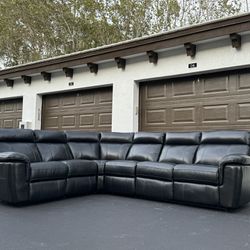 🚚 Sectional Couch/Sofa - Manual Recliner - Leather - Black - Delivery Available 🚛