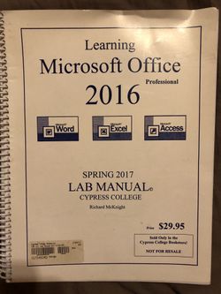 Learning Microsoft office 2016 lab manual