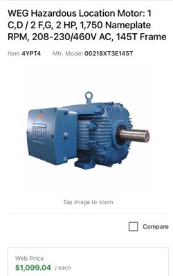 WEG Hazardous Location Motor: 1 C,D. Brand New 